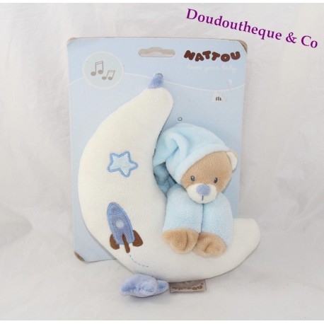 Doudou musikalische Bär NATTOU blau Mond 24cm 