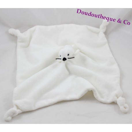 Doudou flache Dichtung YOU TOYS weiße quadratische Knoten 30 cm Doudou flache Dichtung YOU TOYS weiße quadratische Knoten 30 cm
