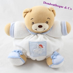 Doudou Kugelbär KALOO blau Kinderstreifen 18 cm