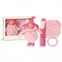 Coffret de naissance Babi Corolle lutin rose avec grelot bavoir couverture