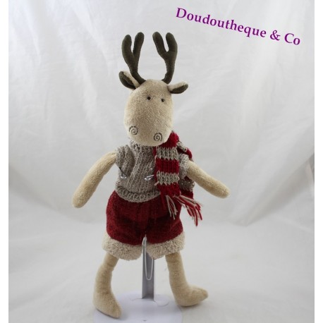 Culocorto corto de reno y bufanda en Navidad de lana 37 cm