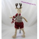 Peluche renne cerf short pull et écharpe en laine Noël 37 cm