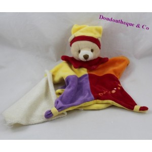 Doudou burattino orso BABY NAT' fazzoletto rosso 22 cm