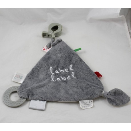 Doudou flaches Dreieck LABEL LABEL weiß wakeful grau mit Etiketten 36 cm Doudou flaches Dreieck LABEL LABEL weiß wakeful grau mit Etiketten 36 cm