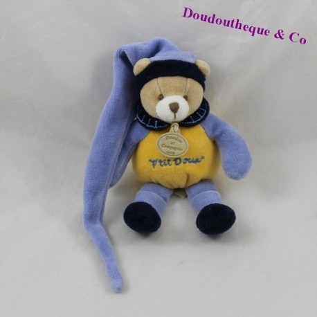 Doudou bear DOUDOU AND COMPAGNY Little yellow purple sweet 17 cm