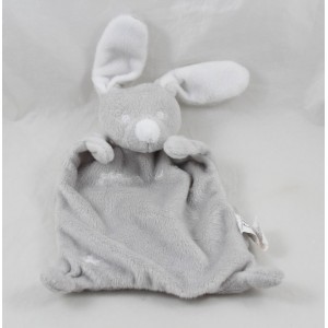 Doudou flat gray embroidery wheat Grain white rabbit star rectangle 22 cm
