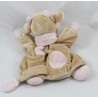 Doudou puppet Lola cow NOUKIE'S scarf pink and beige 24 cm