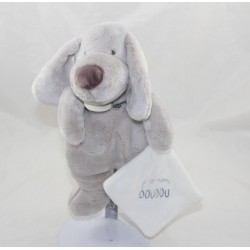 Doudou dog DOUDOU AND COMPAGNY I love my natural gray soft pad 25 cm