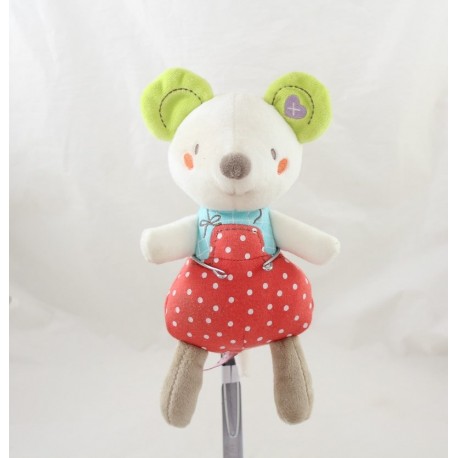 Plush mouse CHEEKBONE red polka dots blue ear green 25 cm