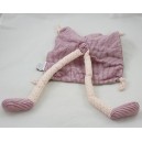 Doudou plat Zoé ours THEO ET INES tête rose beige longues jambes