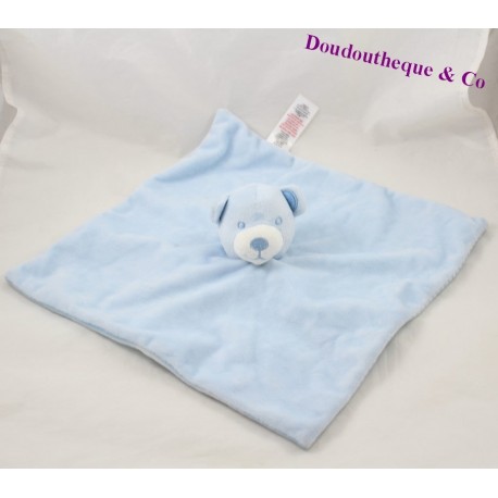 Doudou orso piatto PRIMARK BABY orso blu bianco a strisce 30 cm