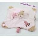 Flat cuddly toy bear NATTOU Milo & Lena rocket pink beige beanie