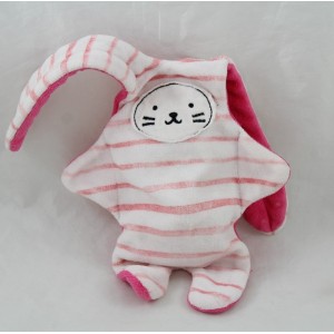 Doppelseitiges Hase Kuscheltier CATIMINI rosa weiß gestreift Polka Dots wendbar 34 cm