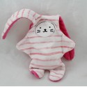 Double-sided rabbit cuddly toy CATIMINI pink white stripes polka dots reversible 34 cm