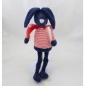 Plush rabbit end ' marine blue scarf striped CABBAGE red Monoprix 42 cm