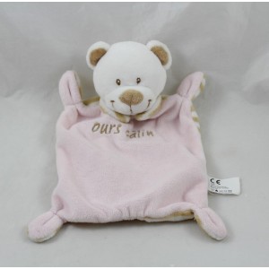 Flache Doudou Bär Kleidung Bär kuschelig rosa gestreift 21 cm