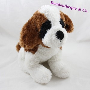 Peluche chien MAX & SAX Carrefour marron blanc 28 cm