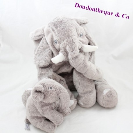 Peluche éléphant et son bébé IKEA Kapplar gris 28 cm