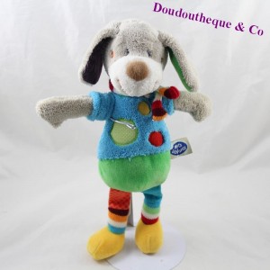 Doudou dog MOTS D'ENFANTS Leclerc blue blue striped legs 31 cm