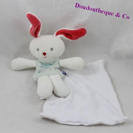 Doudou Taschentuch Kaninchen SUCRE D'ORGE Weiß blau 18 cm