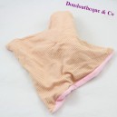Doudou flat girl MOTS D'ENFANTS Leclerc pink square braids striped 23 cm