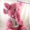 Grande peluche elefante rosa t-shirt bianca 45 cm