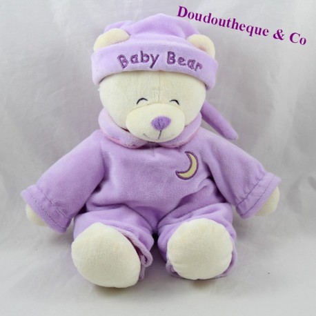 Peluche ours GIPSY Baby bear violet lune bonnet 30 cm