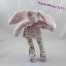 Doudou conejo SERGENT MAJOR flores rosas bufanda blanca 26 cm