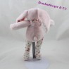 Doudou rabbit SERGENT MAJOR pink flowers white scarf 26 cm