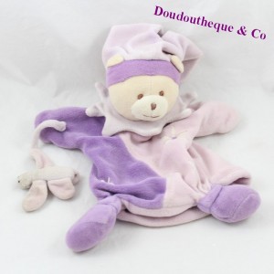 Doudou puppet bear DOUDOU AND COMPAGNY purple butterfly 22 cm