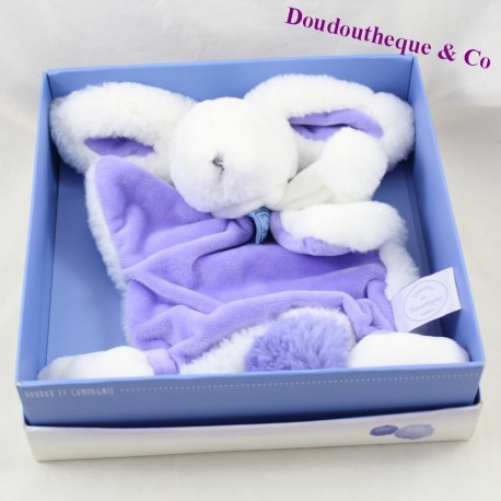 Doudou plat lapin DOUDOU ET COMPAGNIE Pompon lavande violet DC2739 24 cm