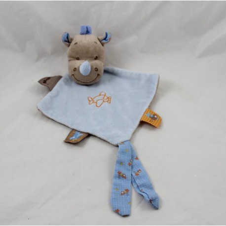 Doudou flach Nashorn NATTOU Arthur und Louis Diamant blau Ebene 24 cm Doudou flach Nashorn NATTOU Arthur und Louis Diamant blau Ebene 24 cm