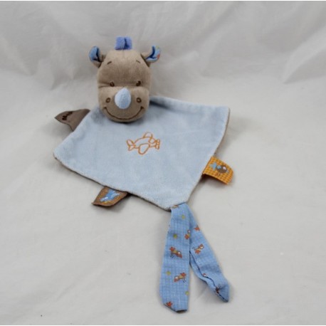 Doudou flach Nashorn NATTOU Arthur und Louis Diamant blau Ebene 24 cm