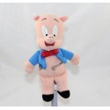 Peluche Porky Pig cochon LOONEY TUNES veste bleu noeud rouge 19 cm