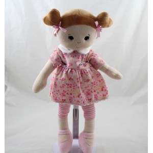 Toys'R'US Stoff Puppe Sie - mich rosa braun Blumenkleid 35 cm