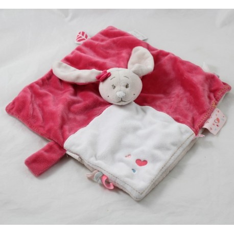 Doudou plat lapin NOUKIE'S Anna et Pili rose beige 27 cm