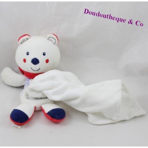 Doudou handkerchief bear SUCRE D'ORGE Red blue 18 cm