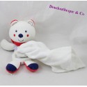 Doudou handkerchief bear SUCRE D'ORGE Red blue 18 cm