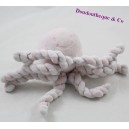 Doudou pieuvre NATTOU rose blanc velours 23 cm