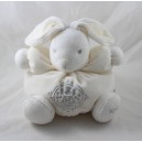 Doudou rabbit KALOO Pearl patapouf cream grey embroidery 25 cm