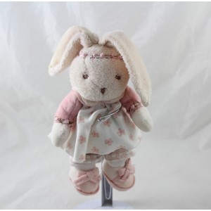 Doudou Kaninchen KALOO Lilirose Bell Rosa geblümten Kleid Krone 24 cm