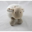 Peluche mouton NATALYS beige rayures marron boule 22 cm