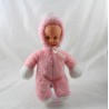 Bambola rosa NOUNOURS vintage cappuccio occhi azzurri 29 cm