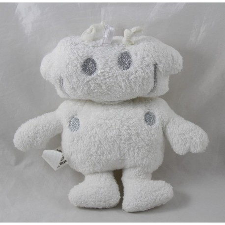 Weicher Flachroboter BABY BOUM weiß silbrig grau 20 cm Weicher Flachroboter BABY BOUM weiß silbrig grau 20 cm