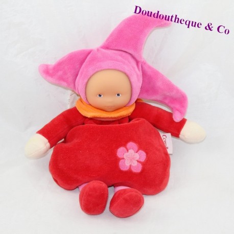 Doudou elf COROLLE Miss Grenadine red pink doll 24 cm