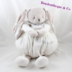 Peluche range pyjama DOUDOU ET COMPAGNIE Céleste Ma cachette à trésor blanc étoile grise 45 cm