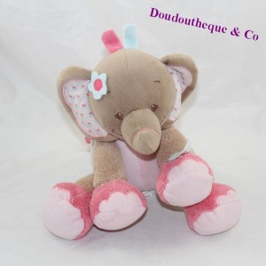 Musikalische Handtuch Elefant NATTOU Charlotte - rosa blau rosa Blumen 19 cm