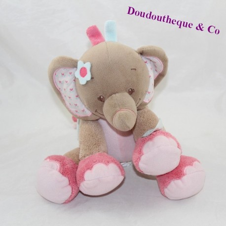 Musikalische Handtuch Elefant NATTOU Charlotte - rosa blau rosa Blumen 19 cm Musikalische Handtuch Elefant NATTOU Charlotte - rosa blau rosa Blumen 19 cm
