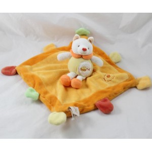 Doudou flache Katze BABY NAT' orange gelbe Glocke 24 cm