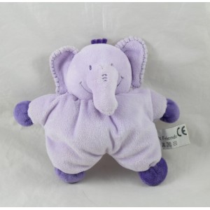 Doudou halb flach Elefant SOFT FRIENDS lila Glocke Rassel 15 cm